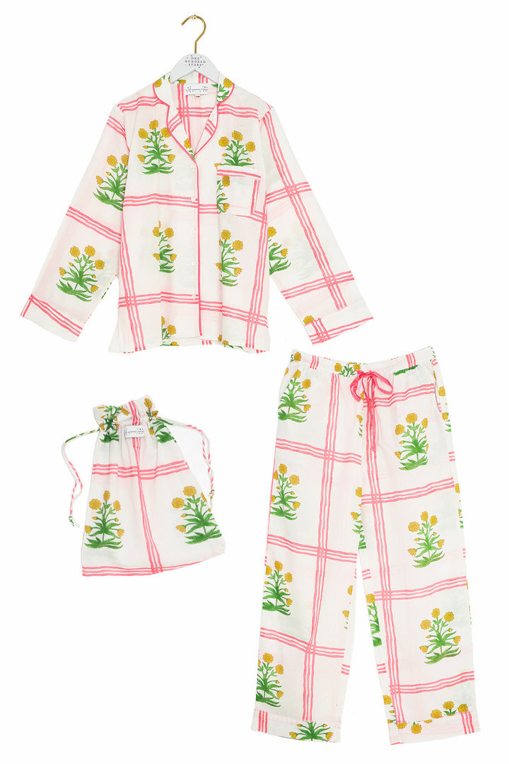 Marigold Check Pink Cotton Pyjama Set