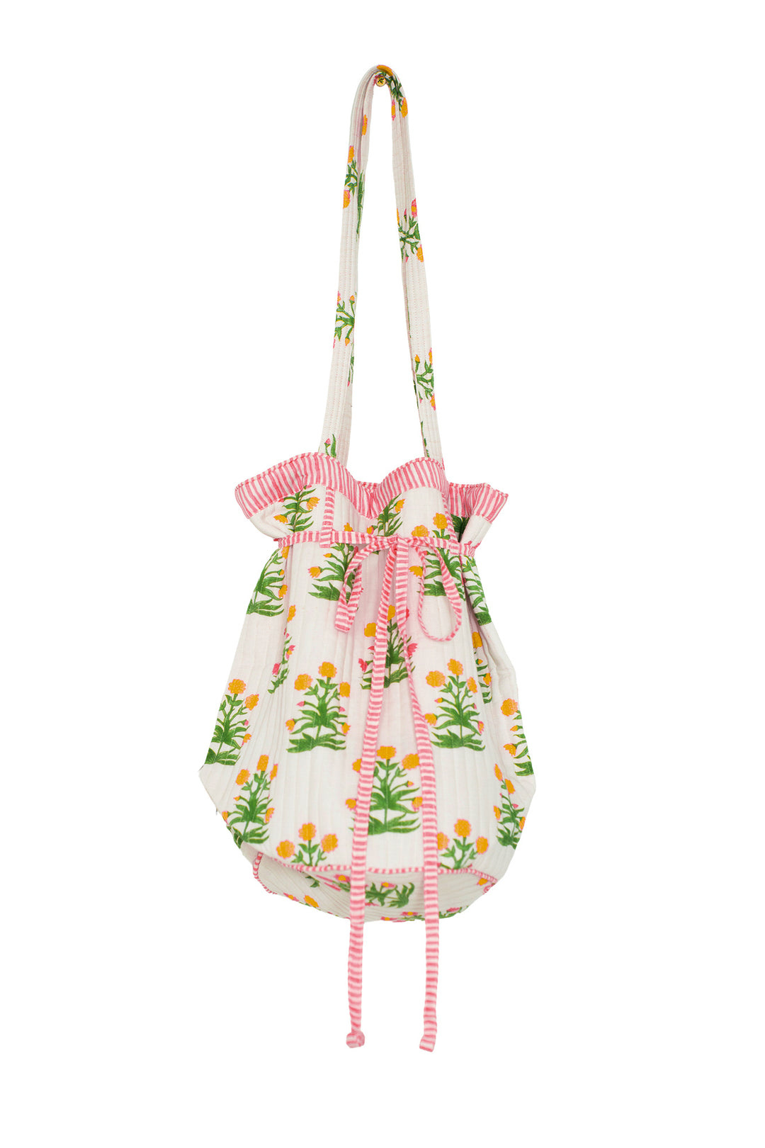Marigold Check Pink Cotton Vanity Bag