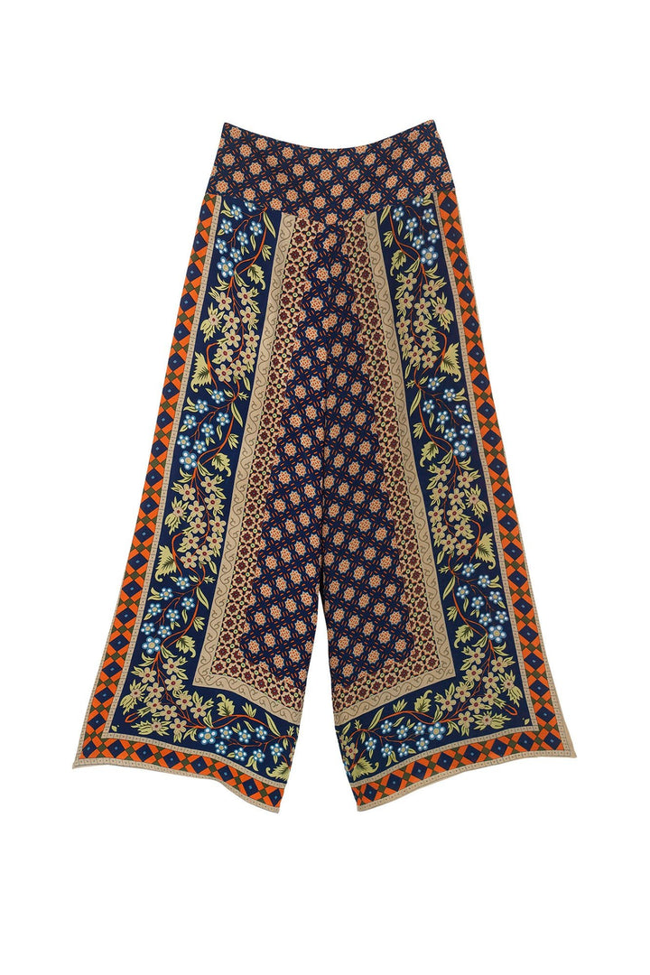 Moorish Blue Crepe Palazzo Pants - One Hundred Stars