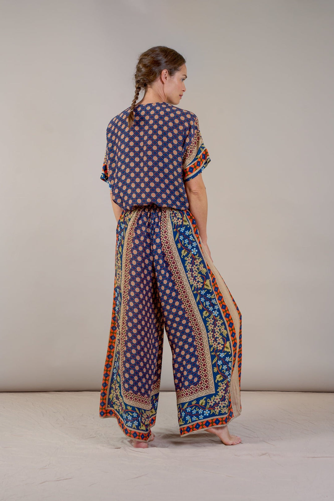 Moorish Blue Crepe Palazzo Pants - One Hundred Stars