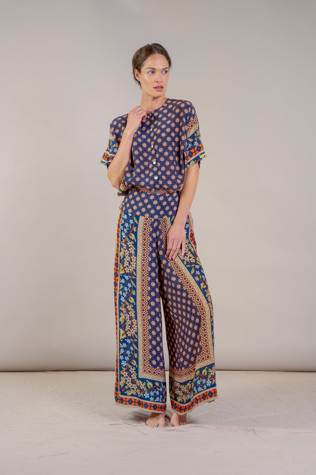 Moorish Blue Crepe Palazzo Pants - One Hundred Stars