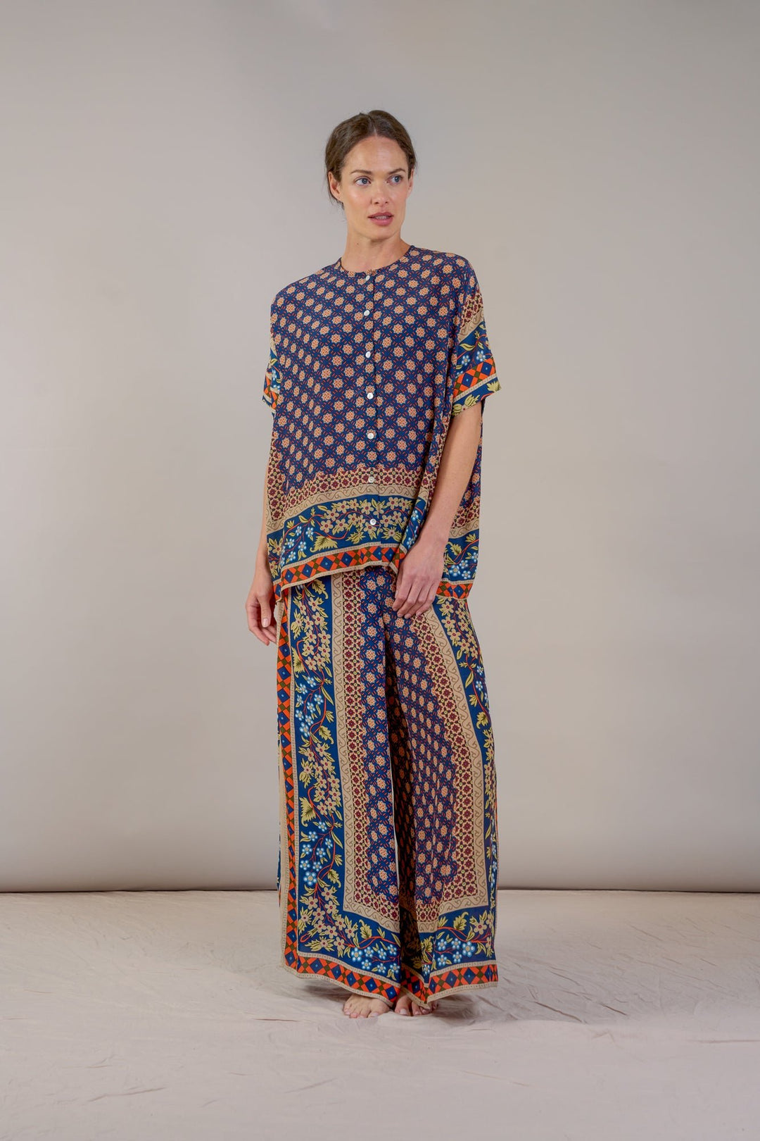 Moorish Blue Crepe Palazzo Pants - One Hundred Stars