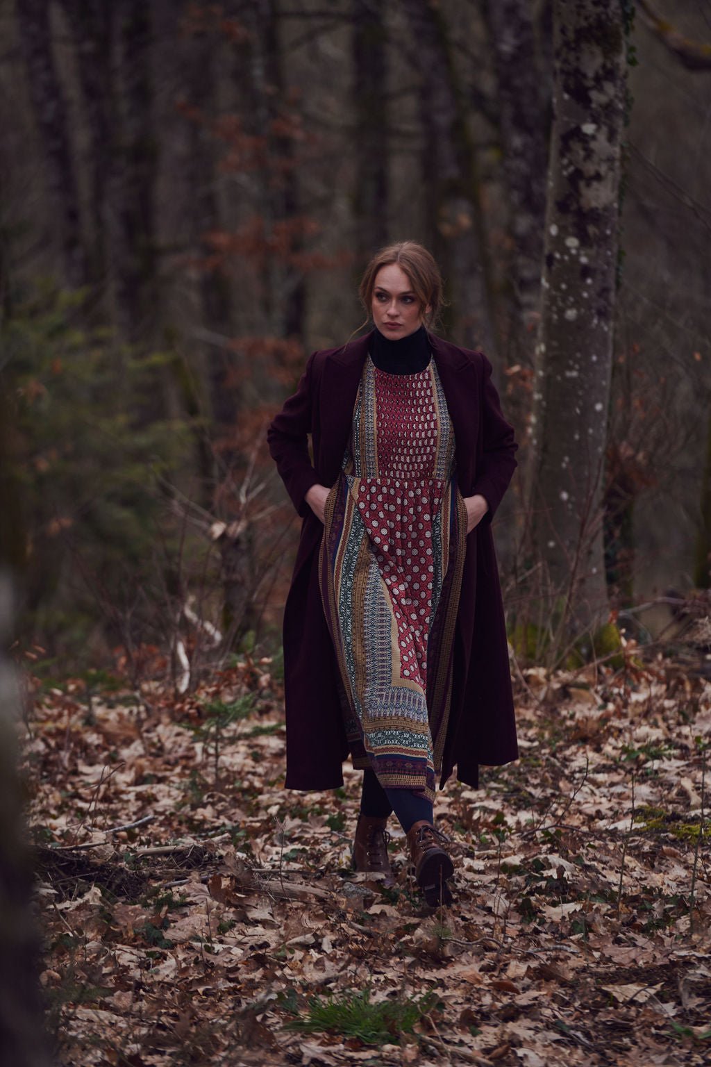 Moorish Burgundy Pleat Dress - One Hundred Stars