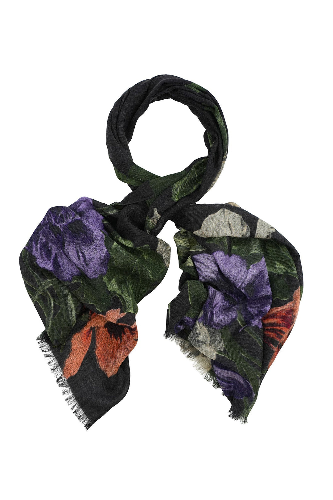 Nasturtium Black Wool Scarf - One Hundred Stars