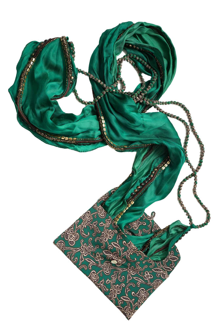 Indian Heritage Green Necklace Scarf
