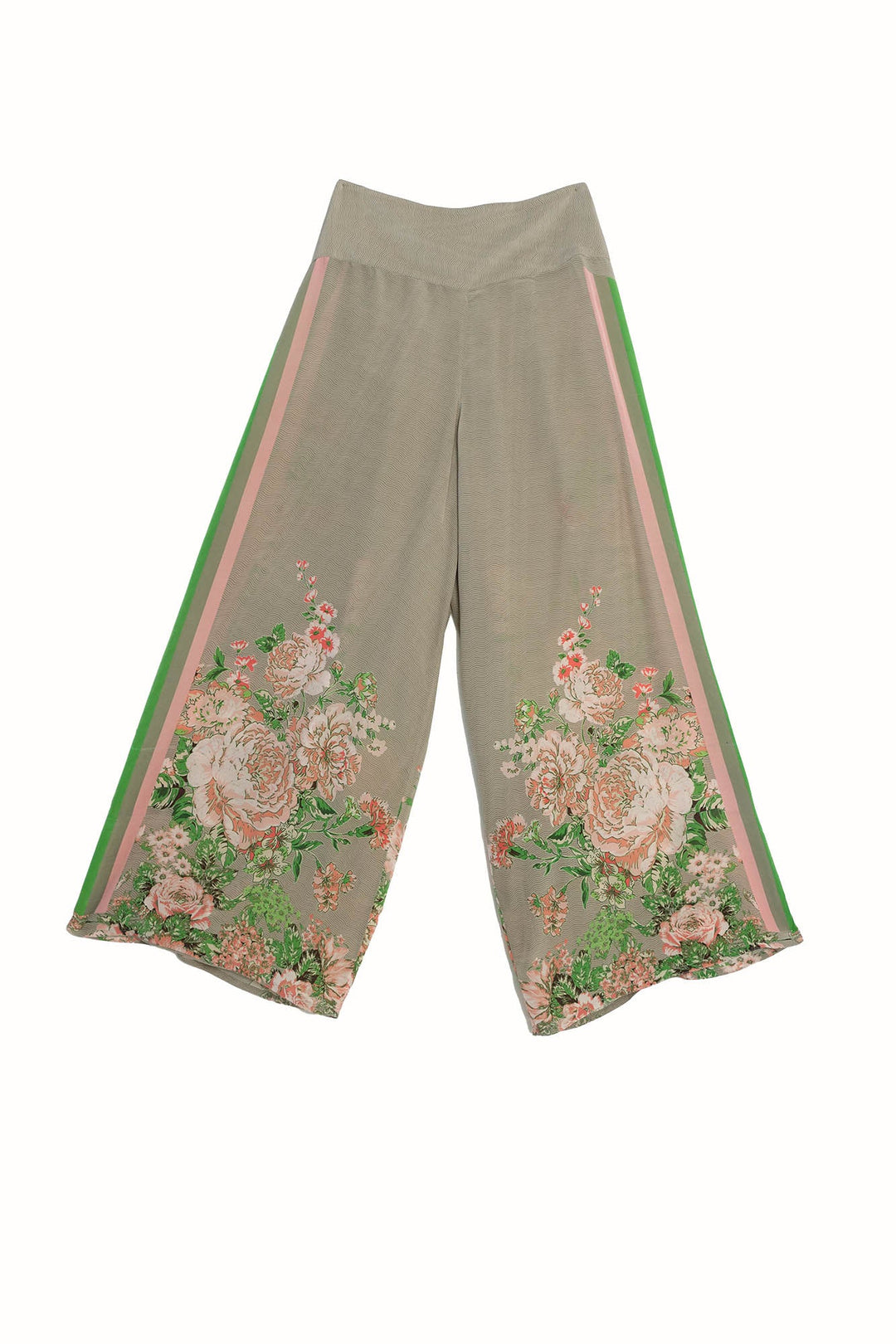 Neon Rose Beige Crepe Palazzo Pants - One Hundred Stars