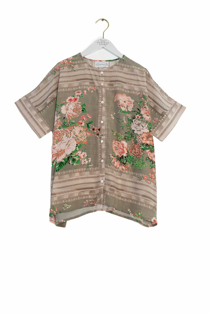 Neon Rose Beige Tea Blouse - One Hundred Stars