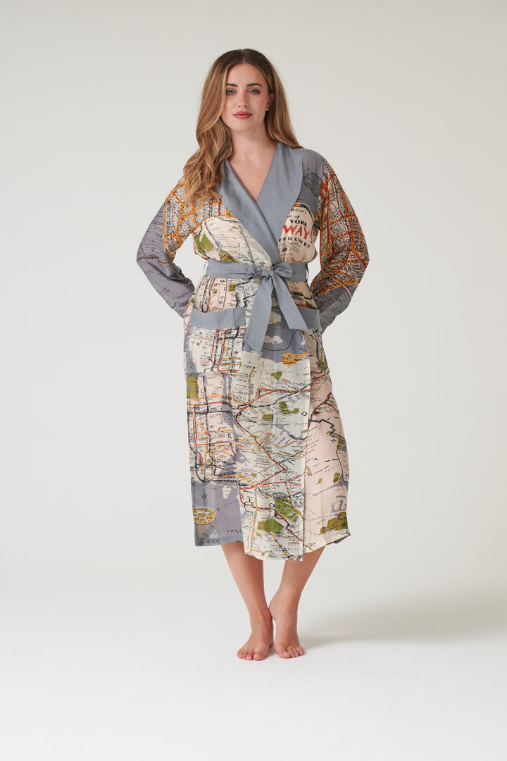 New York City Grey Map Gown - One Hundred Stars