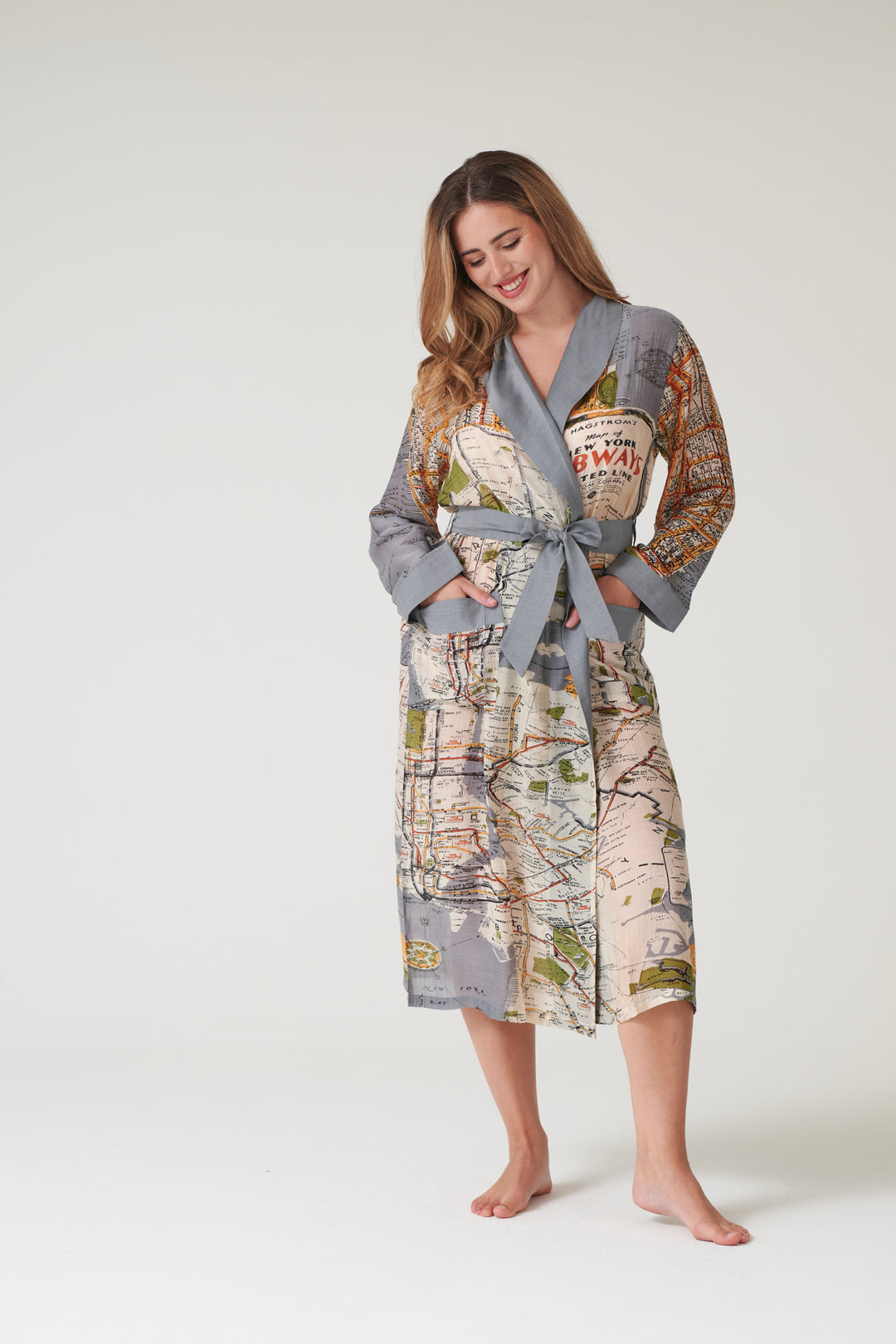 New York City Grey Map Gown - One Hundred Stars