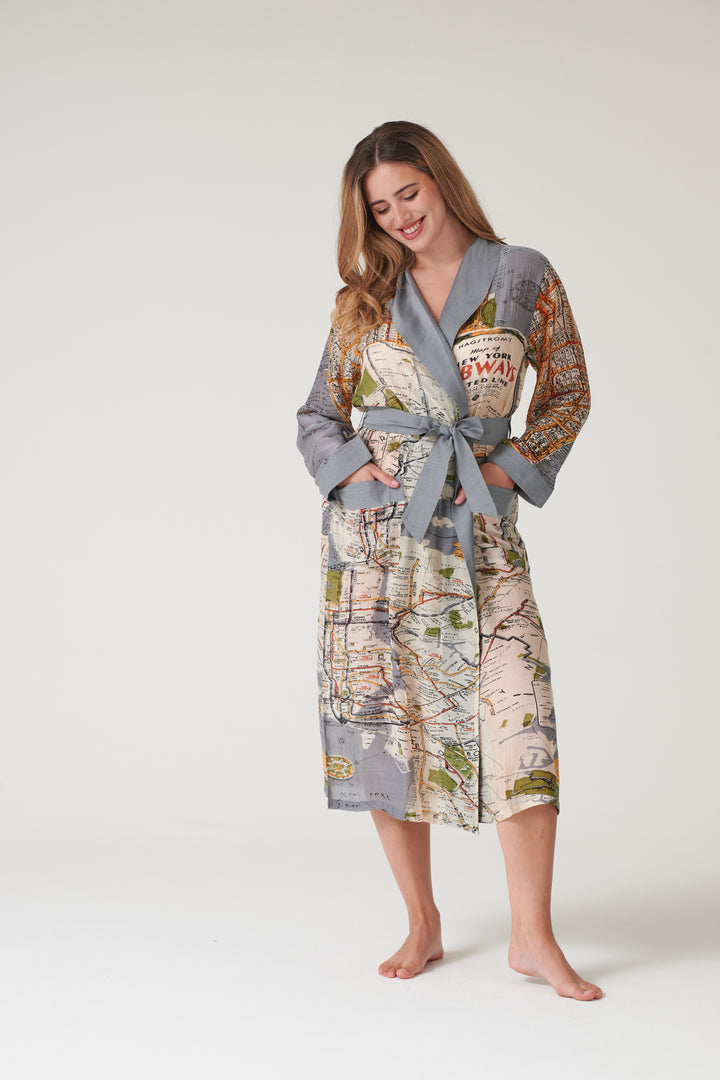 New York City Grey Map Gown - One Hundred Stars