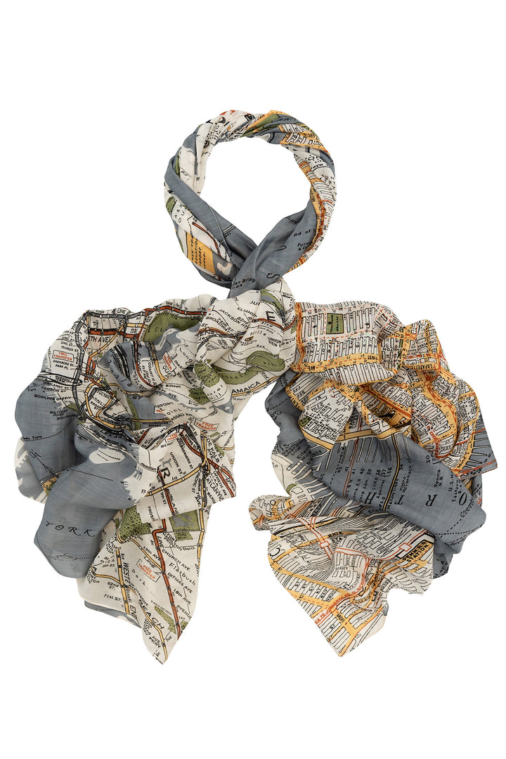 New York City Grey Map Scarf - One Hundred Stars
