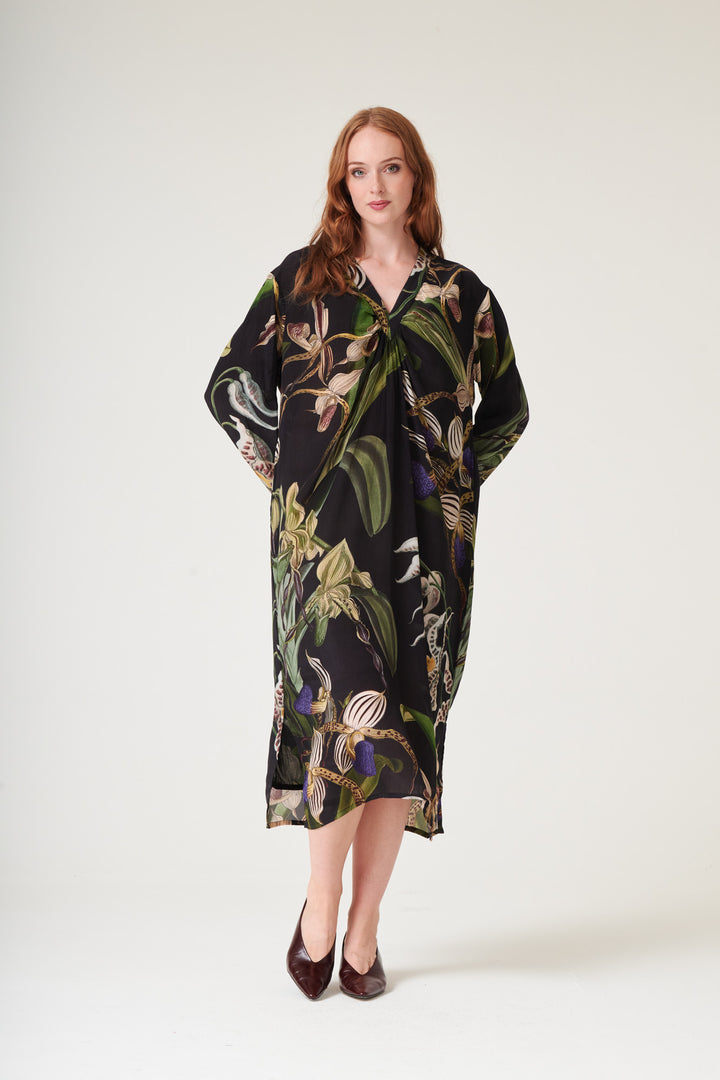 Orchid Black Midi Dress - One Hundred Stars