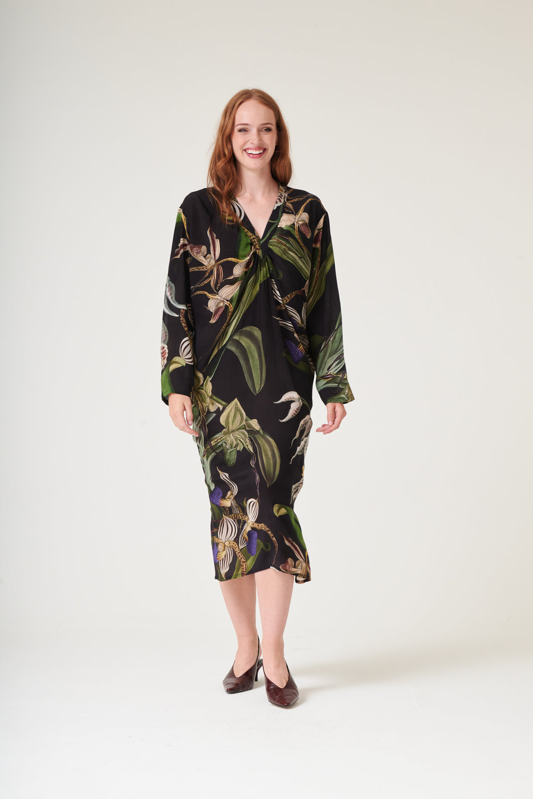 Orchid Black Midi Dress - One Hundred Stars