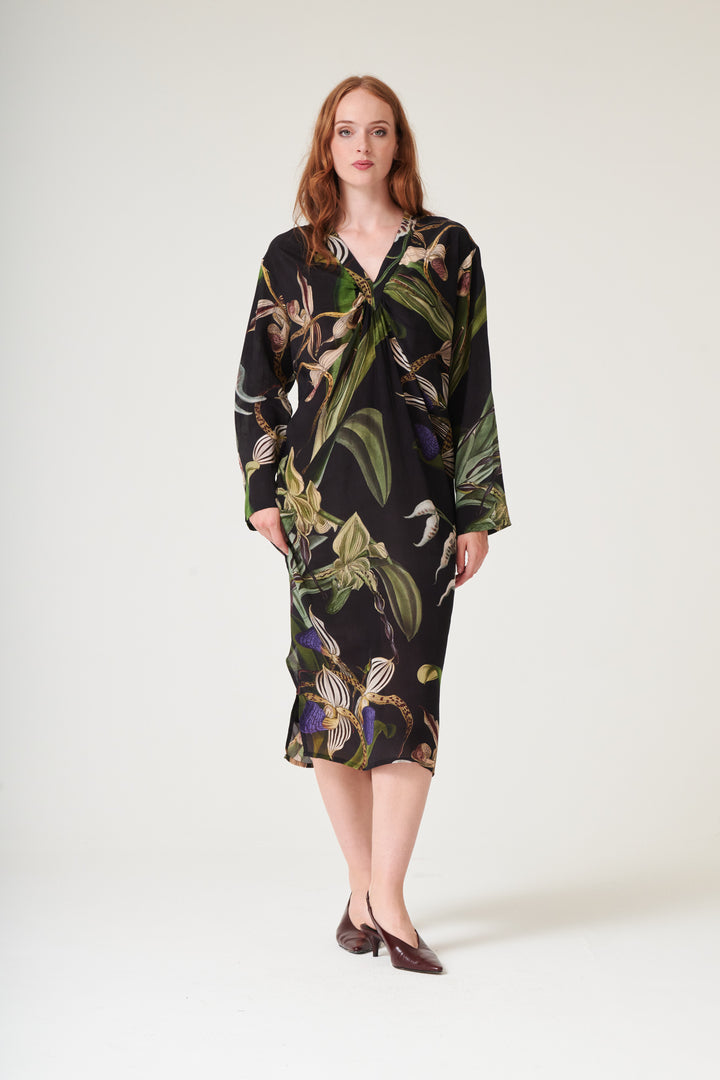 Orchid Black Midi Dress - One Hundred Stars