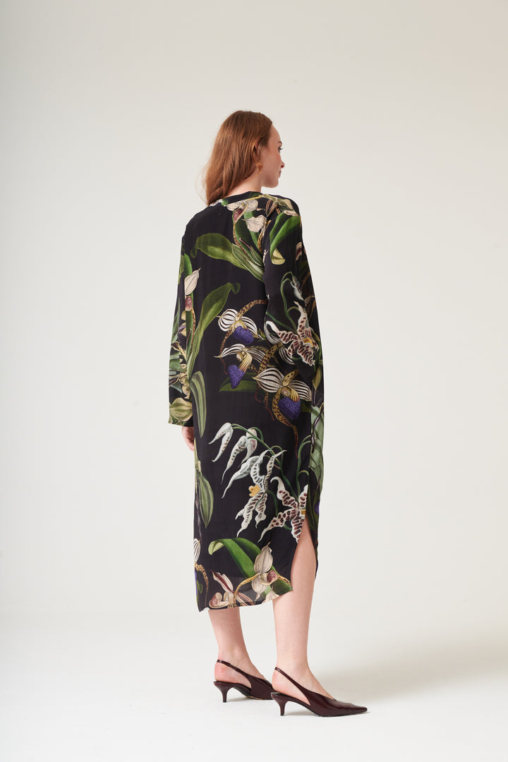 Orchid Black Midi Dress - One Hundred Stars