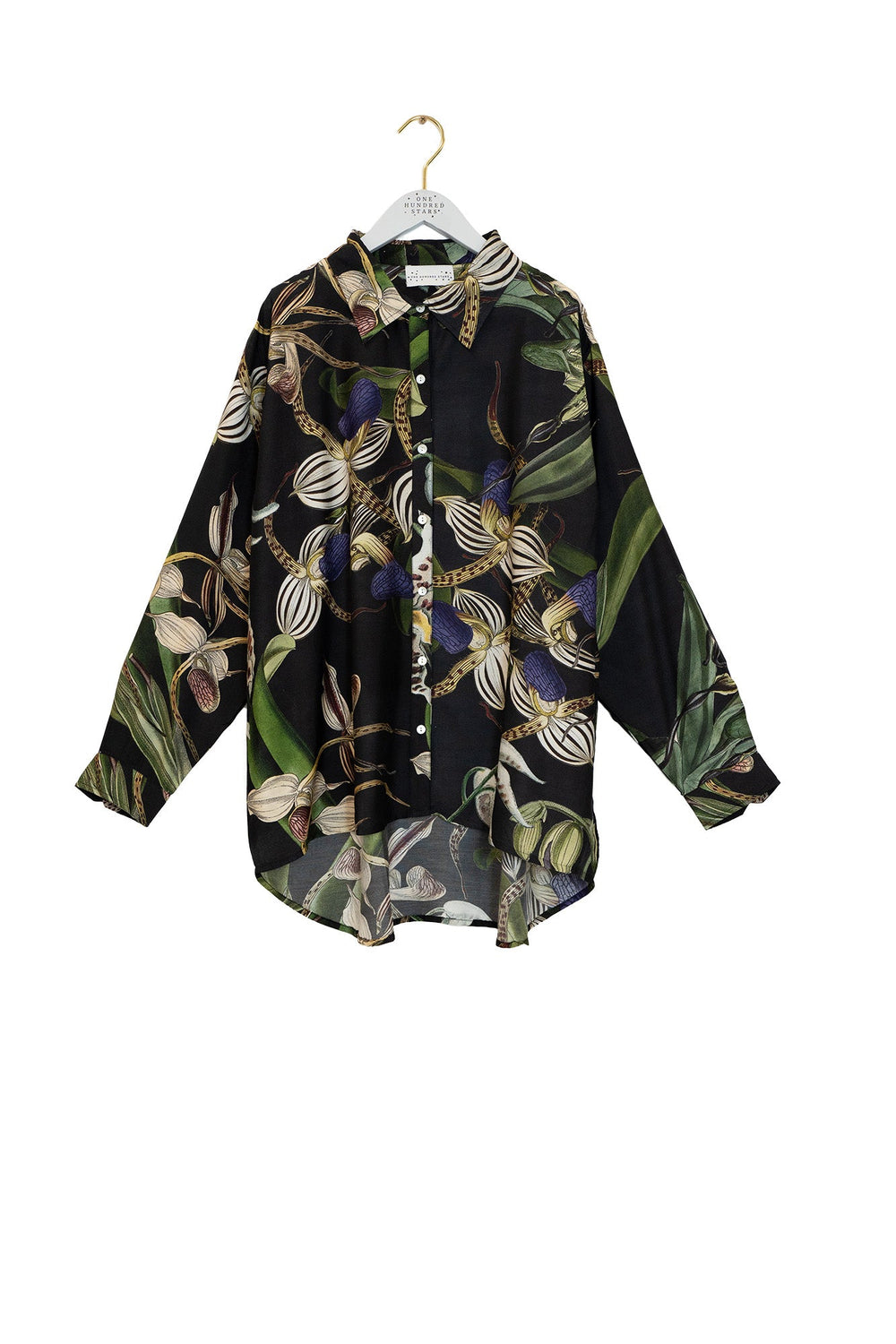 Orchid Black Oversized Shirt - One Hundred Stars