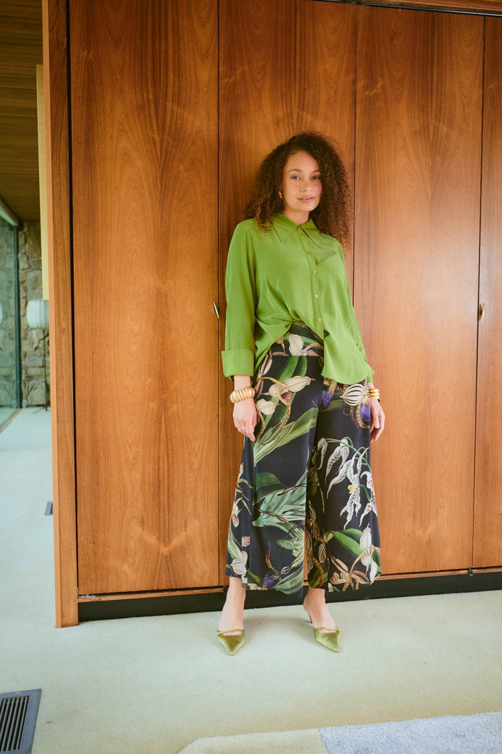 Orchid Black Crepe Palazzo Pants - One Hundred Stars