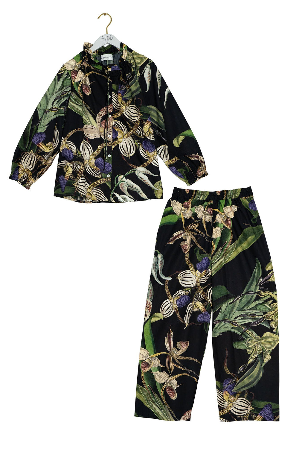 Orchid Black Poplin Pyjama Set - One Hundred Stars