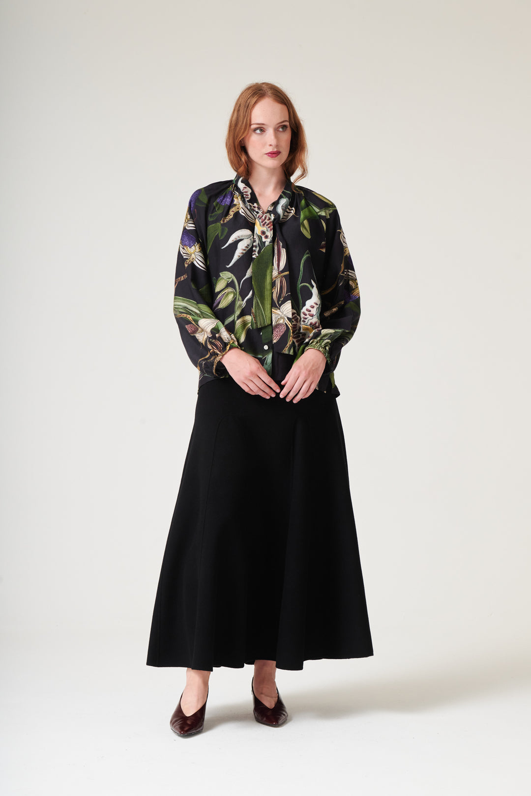 Orchid Black PussyBow Blouse - One Hundred Stars