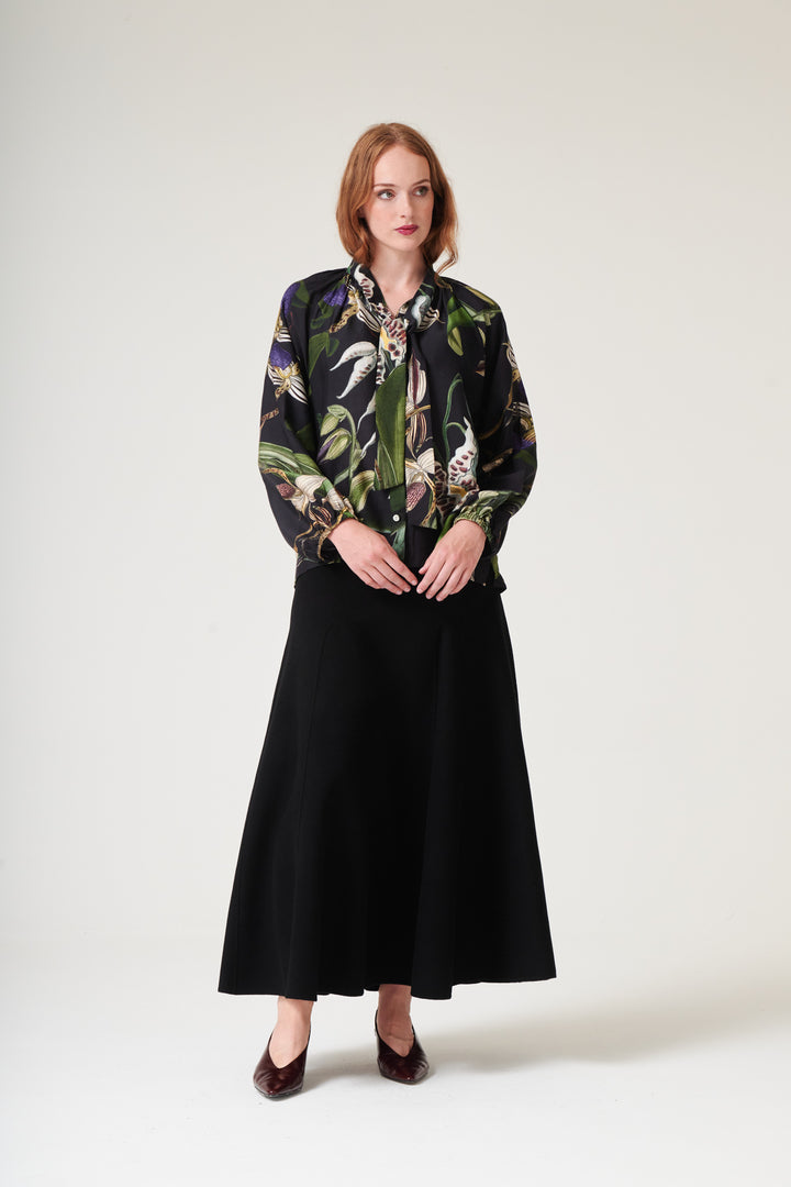Orchid Black PussyBow Blouse - One Hundred Stars