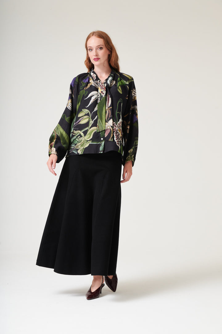 Orchid Black PussyBow Blouse - One Hundred Stars