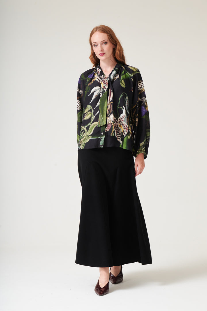 Orchid Black PussyBow Blouse - One Hundred Stars