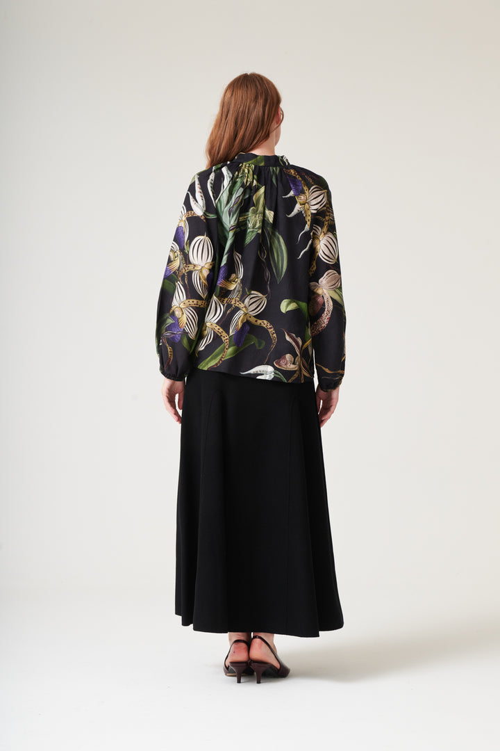 Orchid Black PussyBow Blouse - One Hundred Stars