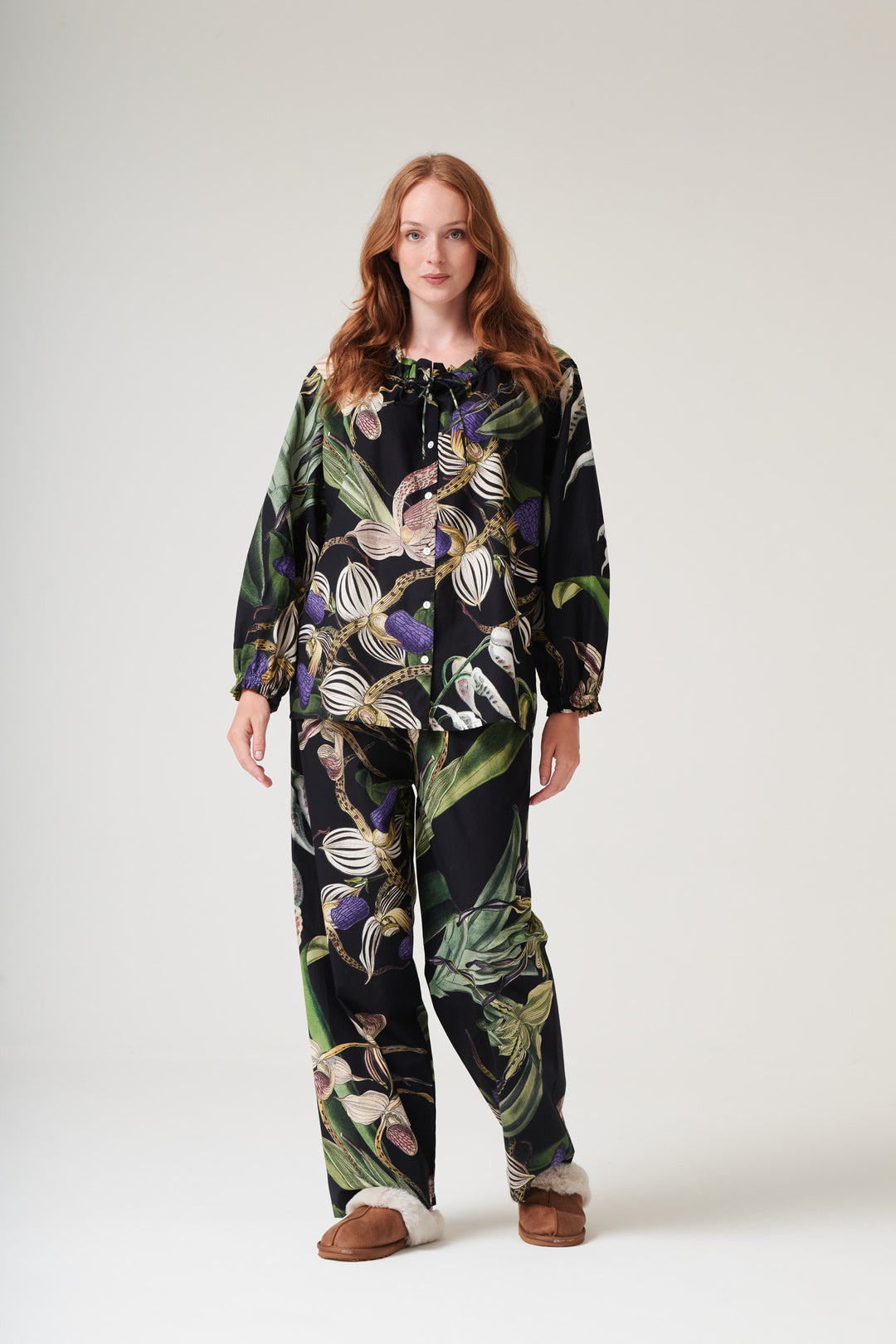 Orchid Black Poplin Pyjama Set - One Hundred Stars