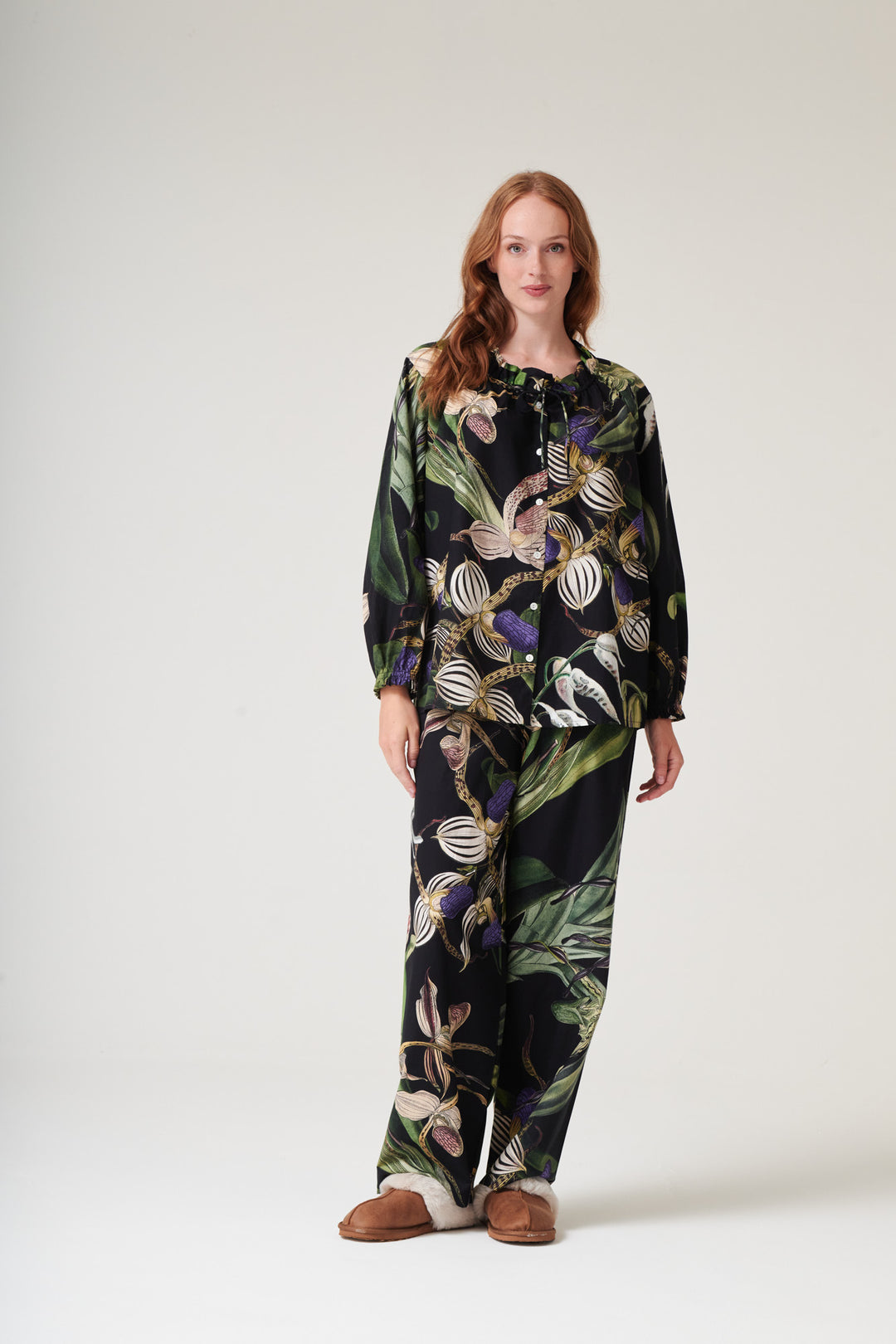 Orchid Black Poplin Pyjama Set - One Hundred Stars