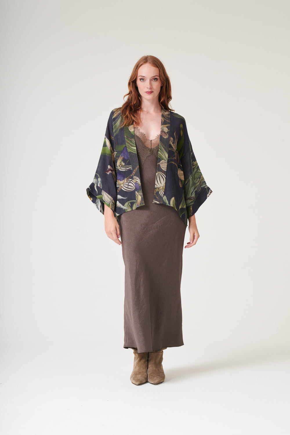 Orchid Black Wool Kimono - One Hundred Stars