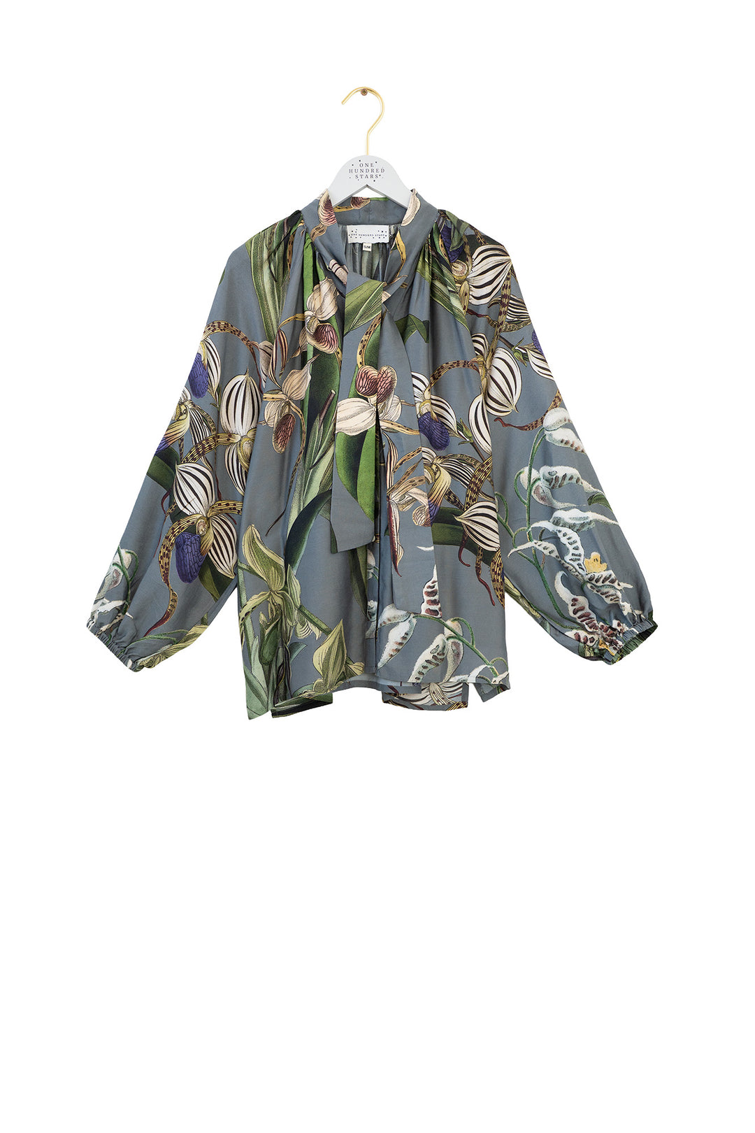 Orchid Grey Pussybow Blouse - One Hundred Stars