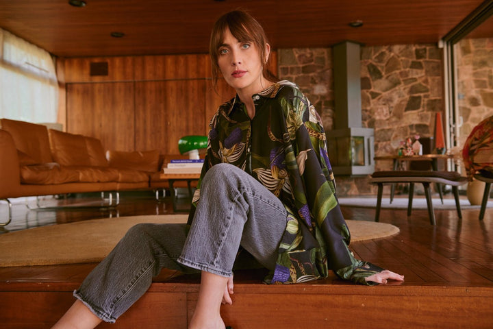 Orchid Black Oversized Shirt - One Hundred Stars