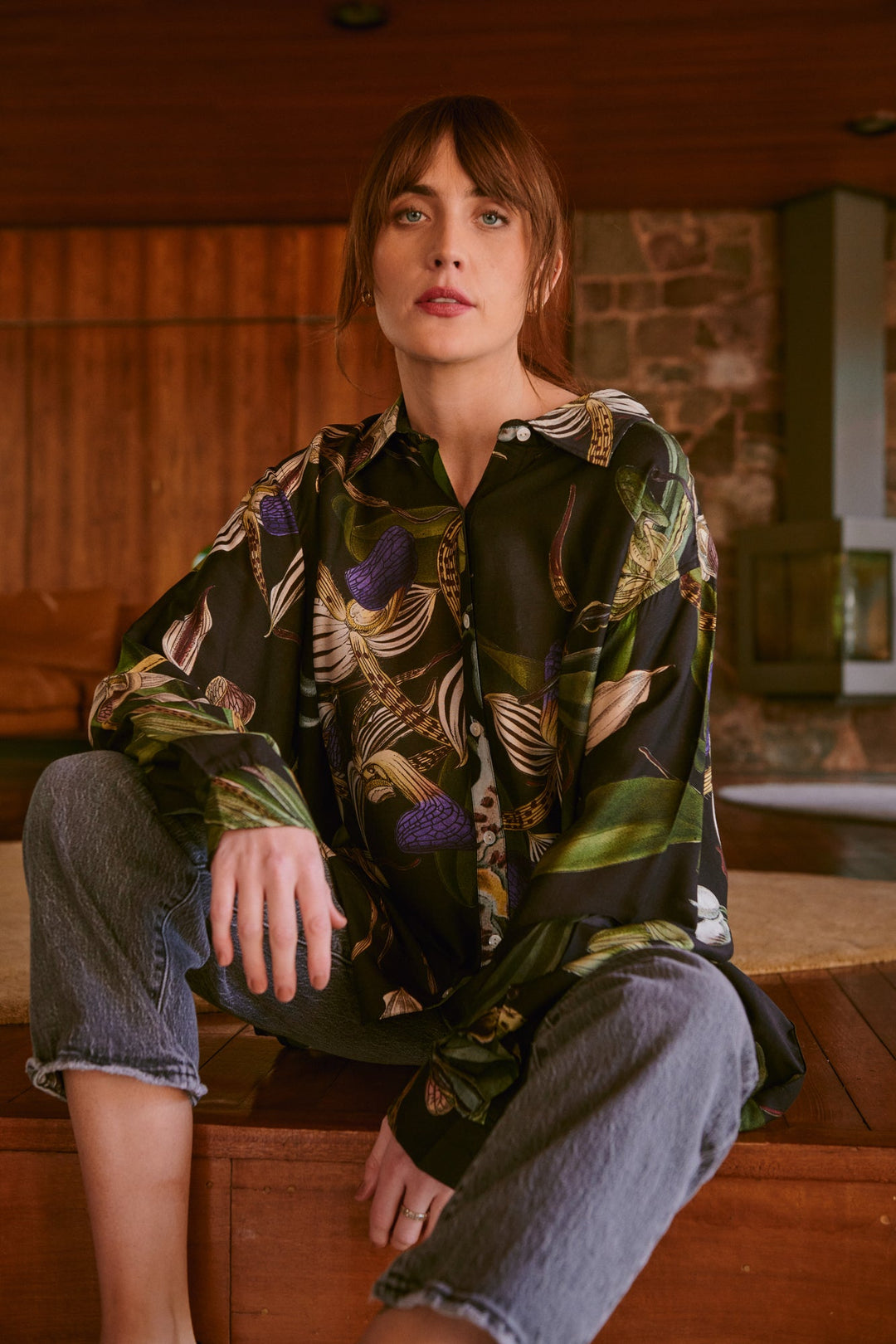 Orchid Black Oversized Shirt - One Hundred Stars