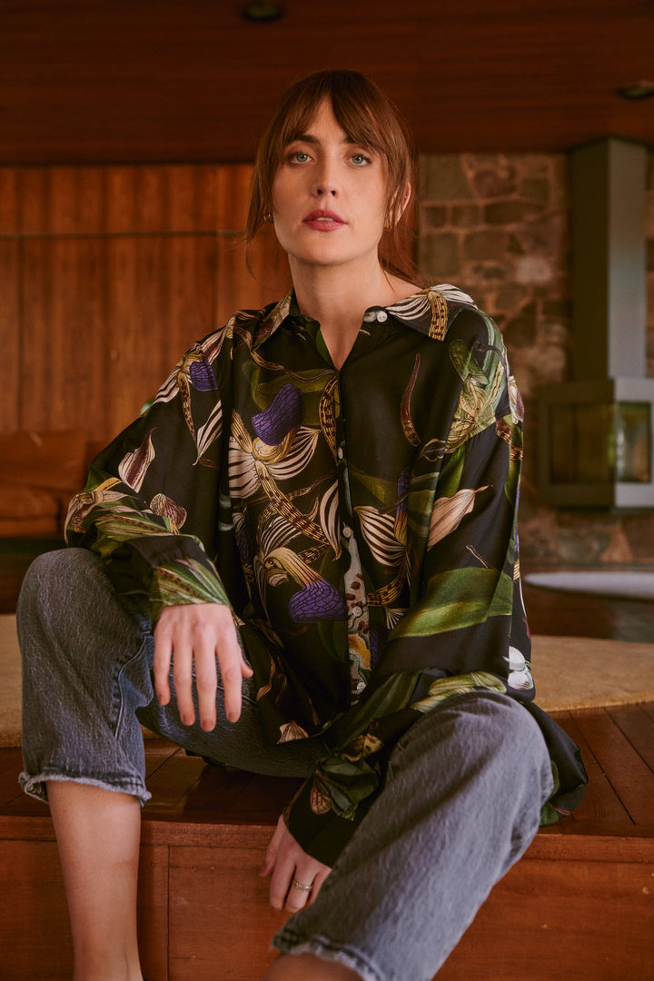 Orchid Black Oversized Shirt - One Hundred Stars