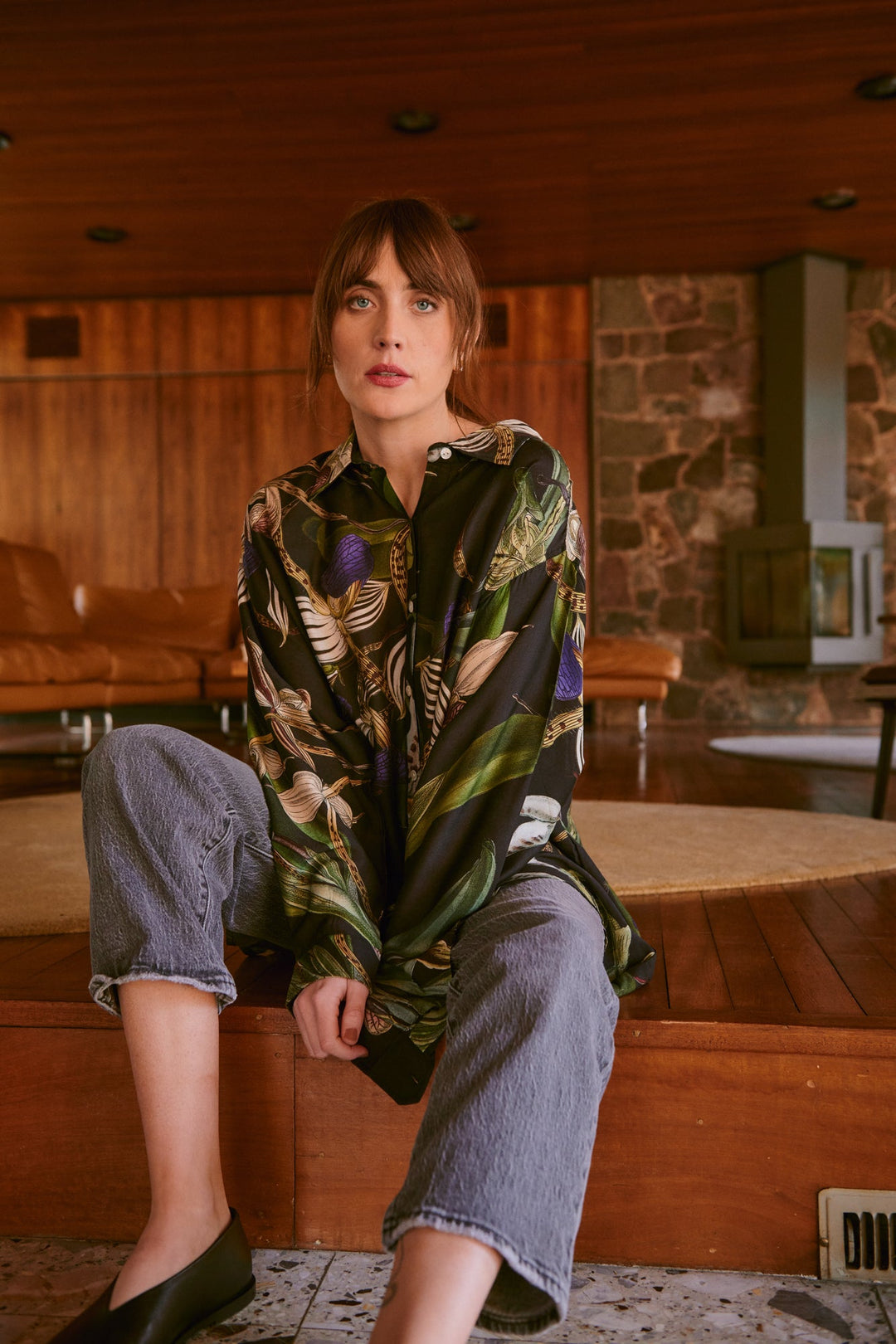 Orchid Black Oversized Shirt - One Hundred Stars