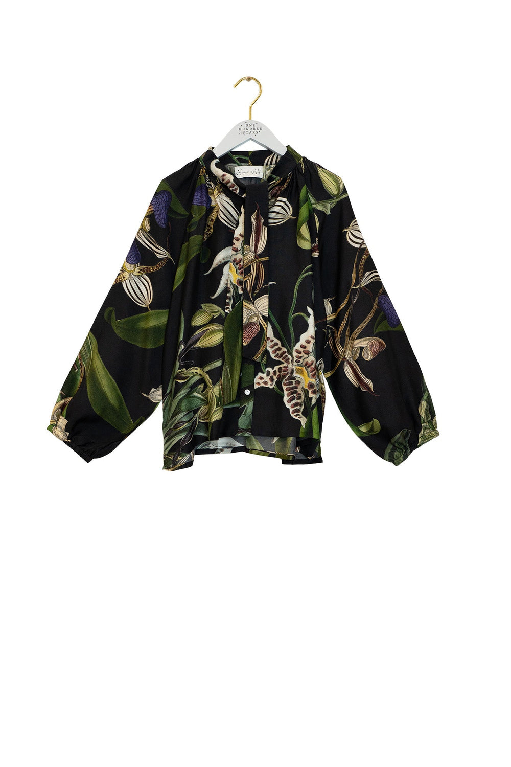Orchid Black PussyBow Blouse - One Hundred Stars