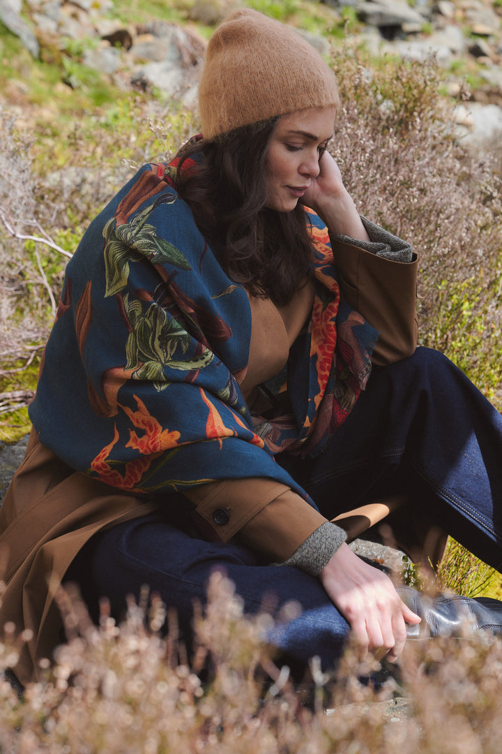 Orchid Teal Wool Scarf - One Hundred Stars