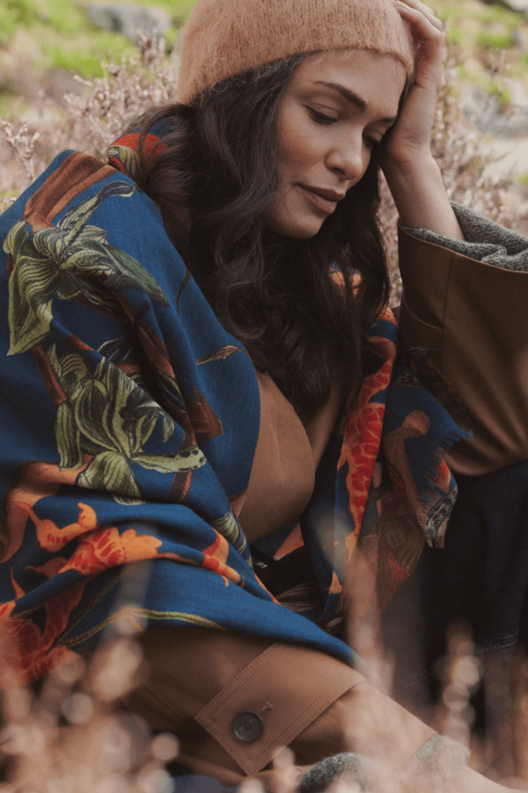 Orchid Teal Wool Scarf - One Hundred Stars