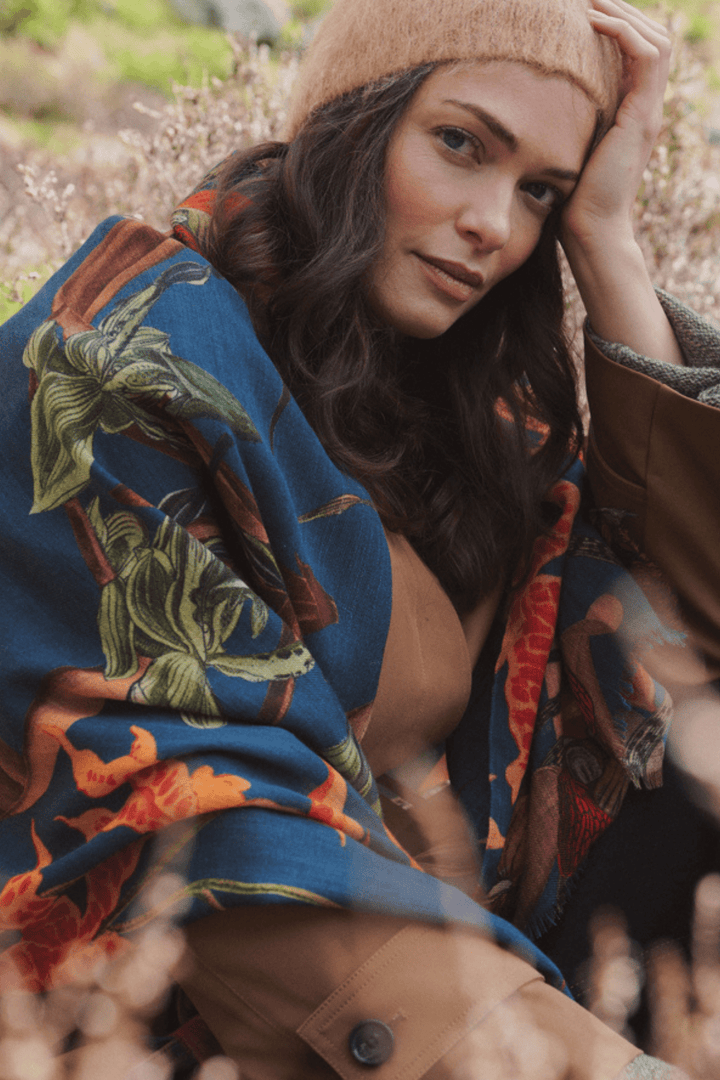 Orchid Teal Wool Scarf - One Hundred Stars