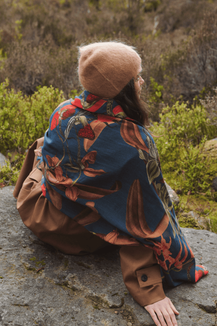Orchid Teal Wool Scarf - One Hundred Stars