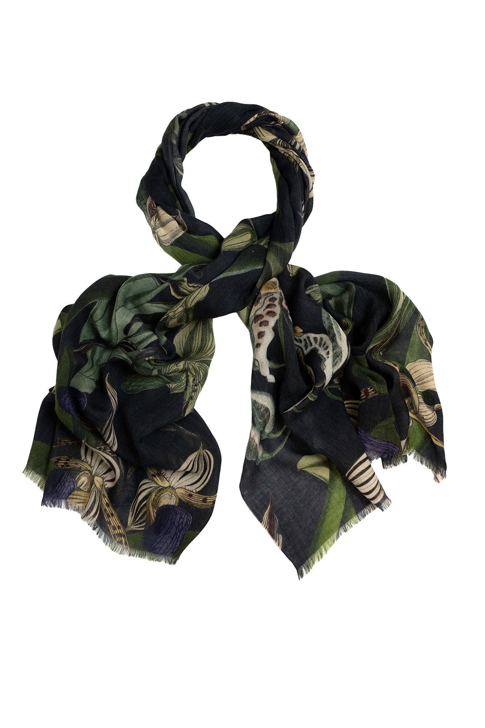 Orchid Black Wool Scarf - One Hundred Stars