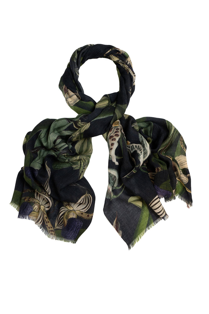 Orchid Black Wool Scarf - One Hundred Stars