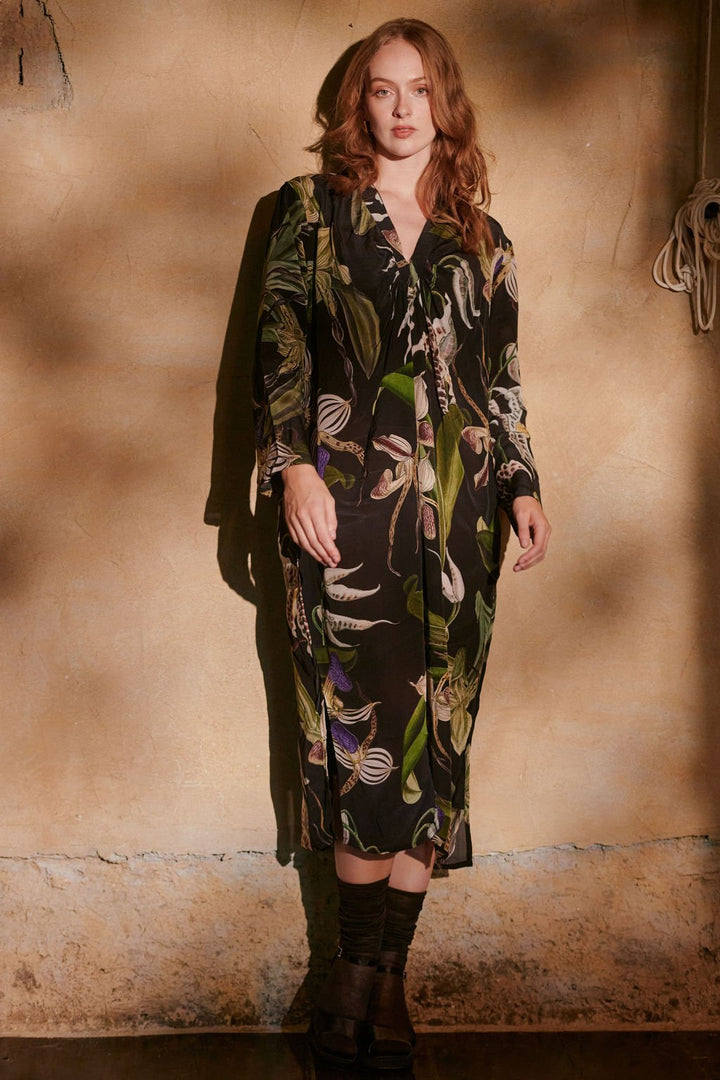 Orchid Black Midi Dress - One Hundred Stars