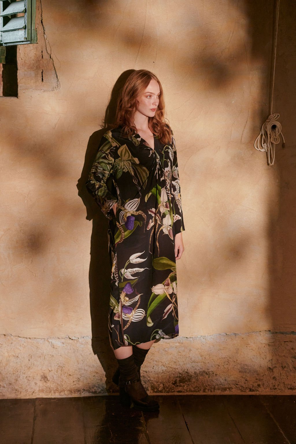 Orchid Black Midi Dress - One Hundred Stars