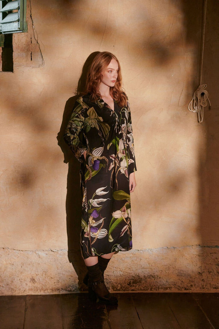 Orchid Black Midi Dress - One Hundred Stars