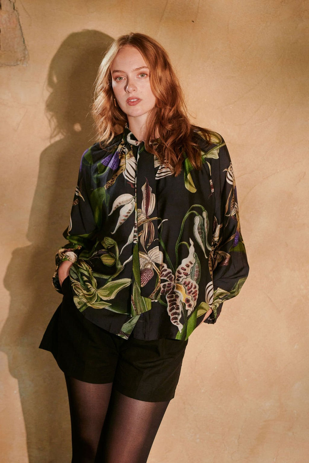 Orchid Black PussyBow Blouse - One Hundred Stars