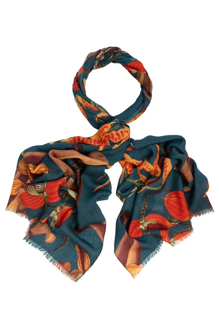 Orchid Teal Wool Scarf - One Hundred Stars