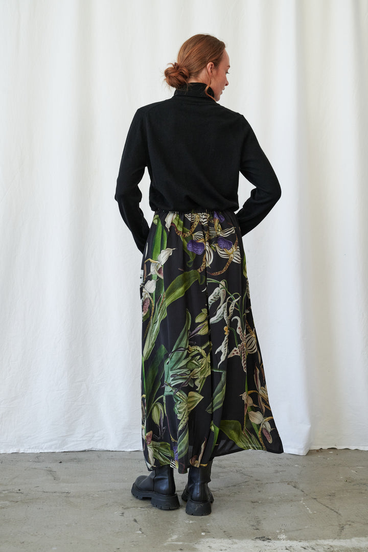 Orchid Black A-line Maxi Skirt - One Hundred Stars