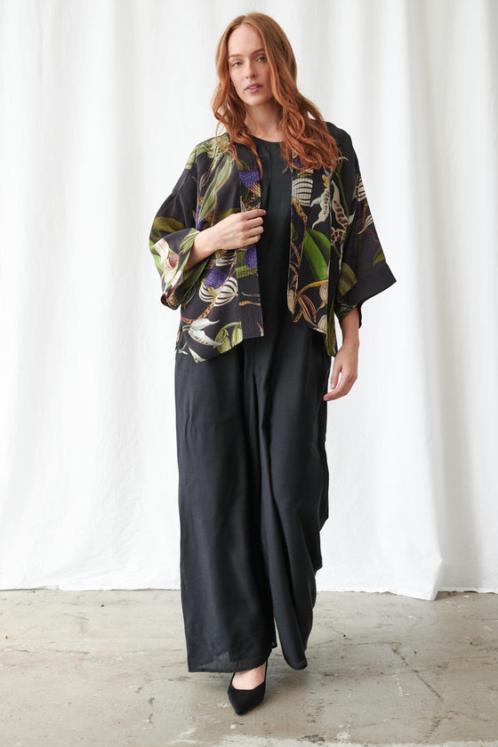 Orchid Black Crepe Kimono