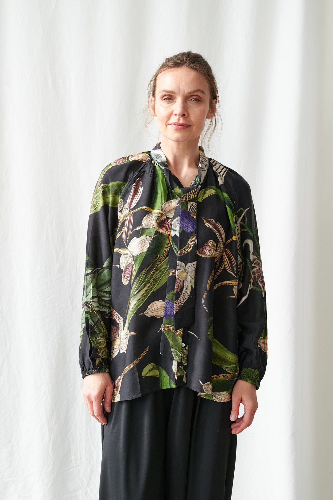 Orchid Black PussyBow Blouse - One Hundred Stars